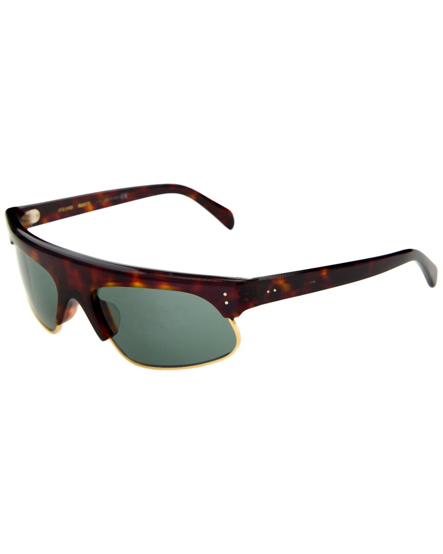 CELINE | Mens | CL40107U 60mm Sunglasses | Dark Havana | Green Lens