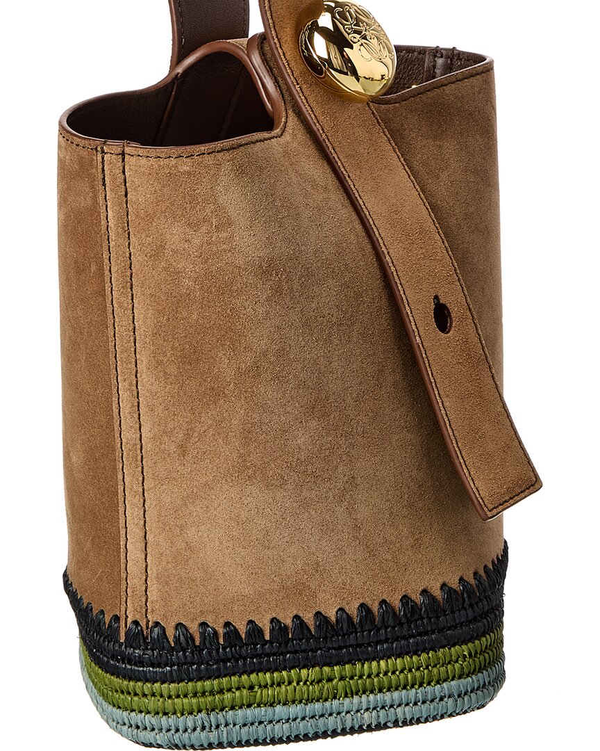 Loewe | Womens | Pebble Mini Leather Bucket Bag | Brown