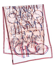 Jimmy Choo | Womens | Logo Silk Scarf | Pink/Maroon Multi