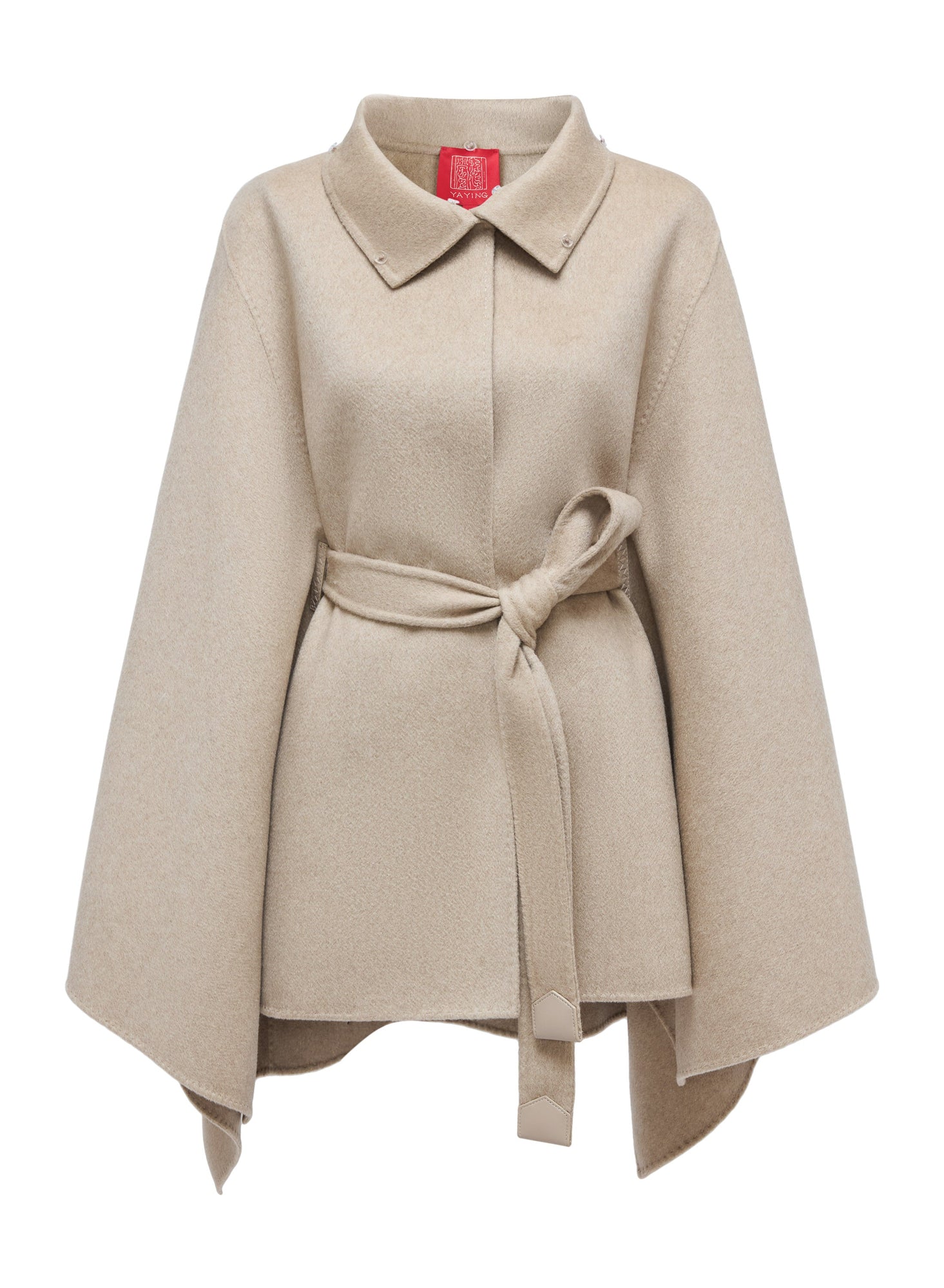Cape-Style Fur-Collar Cashmere Coat | Camel