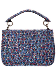Valentino | Womens | Rockstud Spike Medium Tweed Shoulder Bag | Blue