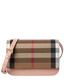 Burberry | Womens | Madison Check Canvas & Leather Crossbody | Dusty Pink