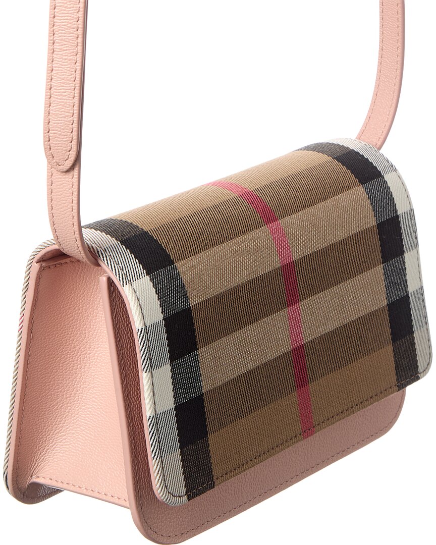 Burberry | Womens | Madison Check Canvas & Leather Crossbody | Dusty Pink