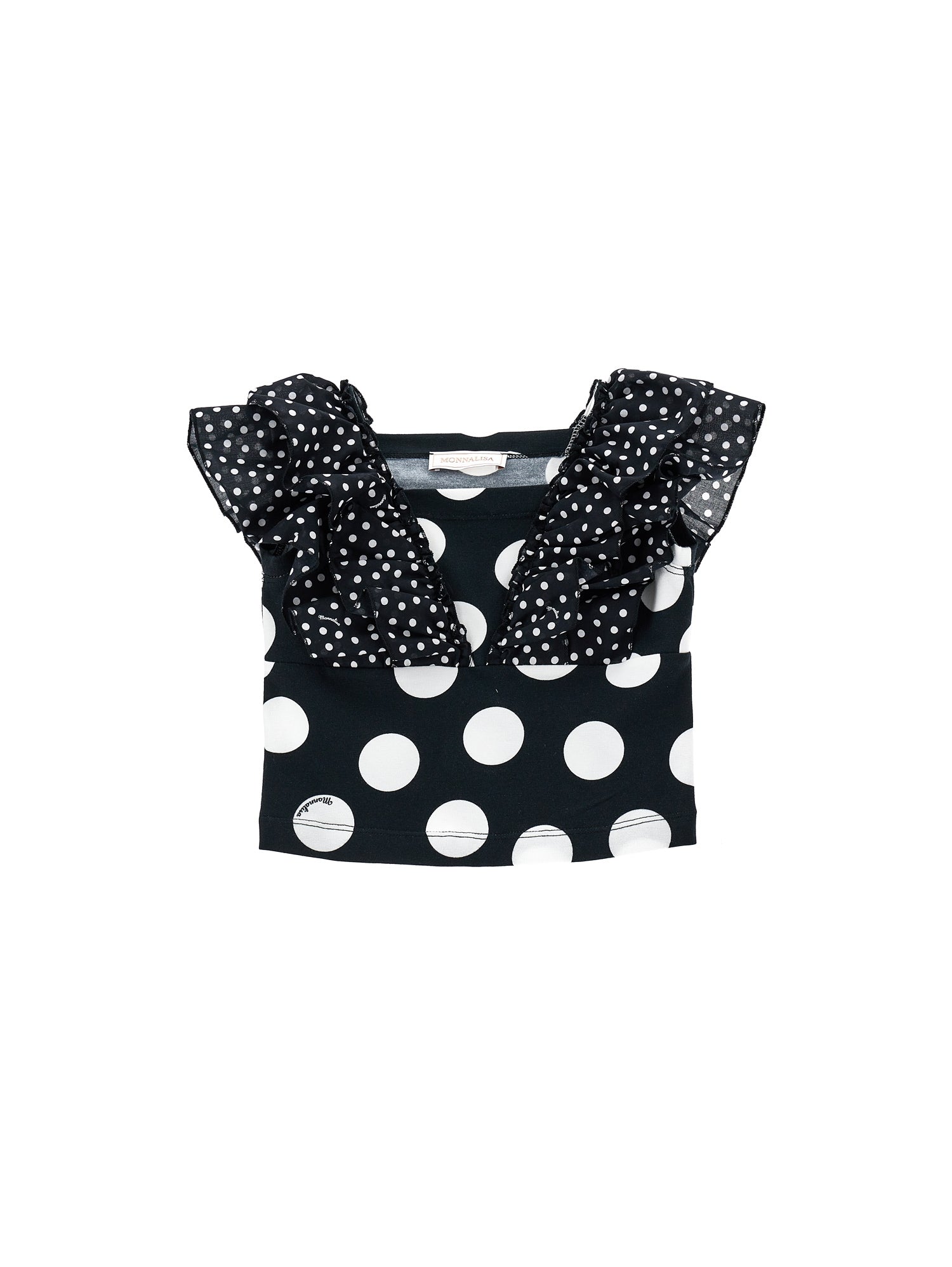 Girls | Polka Dot Jersey Top | Black/White