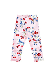 Girls | Cherry Print Leggings | FairyTale Pink