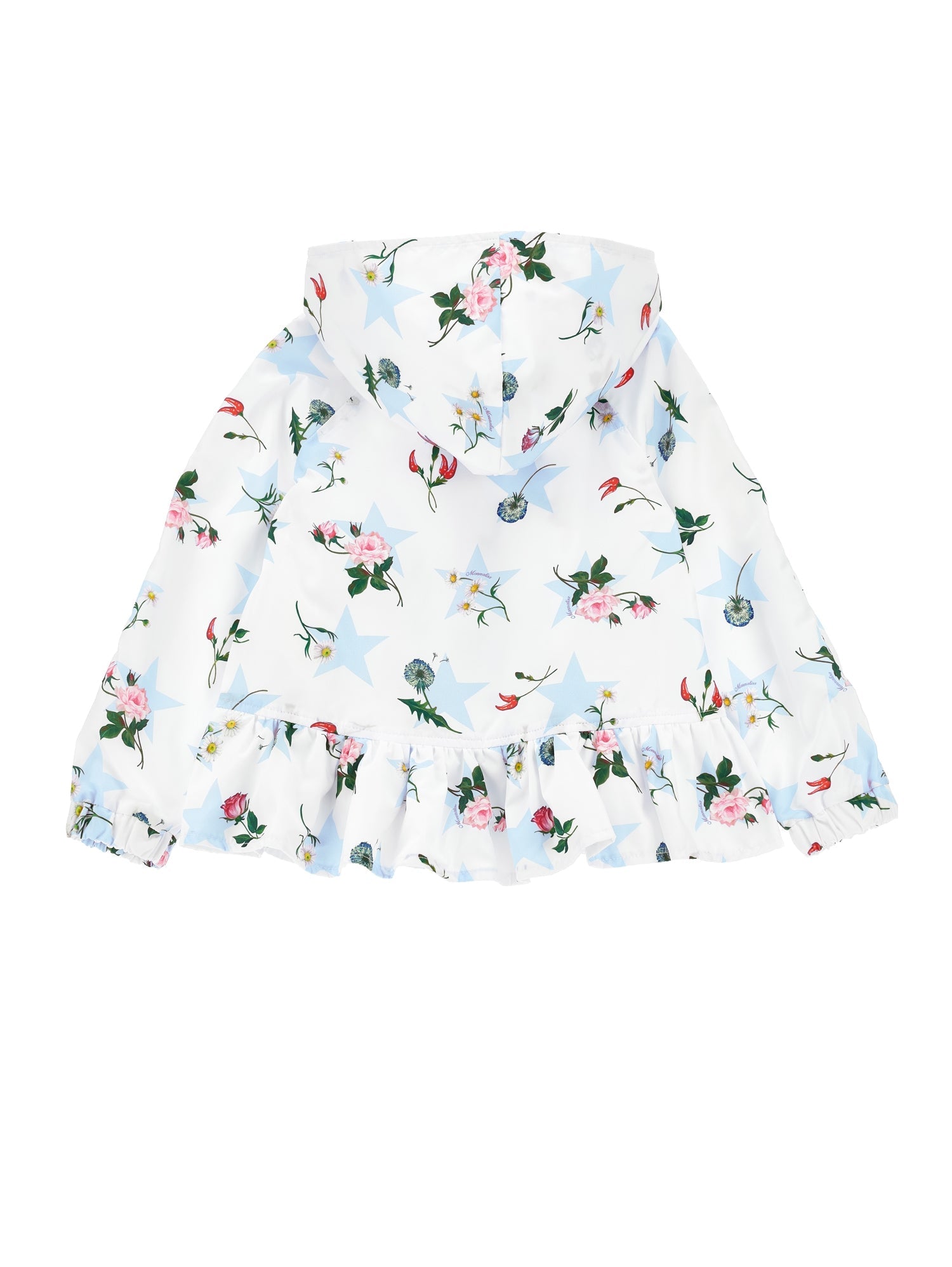 Girls | Star Print Windproof Jacket | White/Sky Blue
