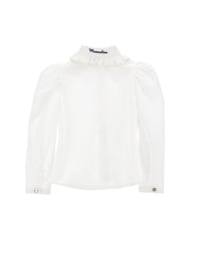 Girls | Embroidered Cotton Shirt | Cream