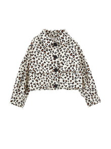 Girls | Animal Print Gabardine Jacket | Leopard Print