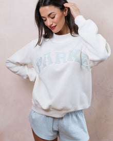 Bridal Varsity Mockneck | Ivory/Pale Blue