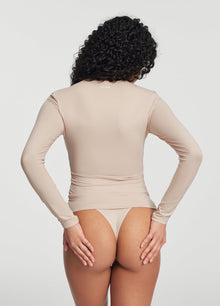 Quarter Zip Long Sleeve Top | Oat Milk