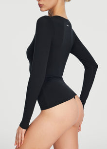 Crew Neck Long Sleeve Top | Black