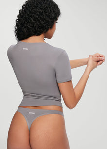 Short Sleeve Crew Neck Top | Cool Gray