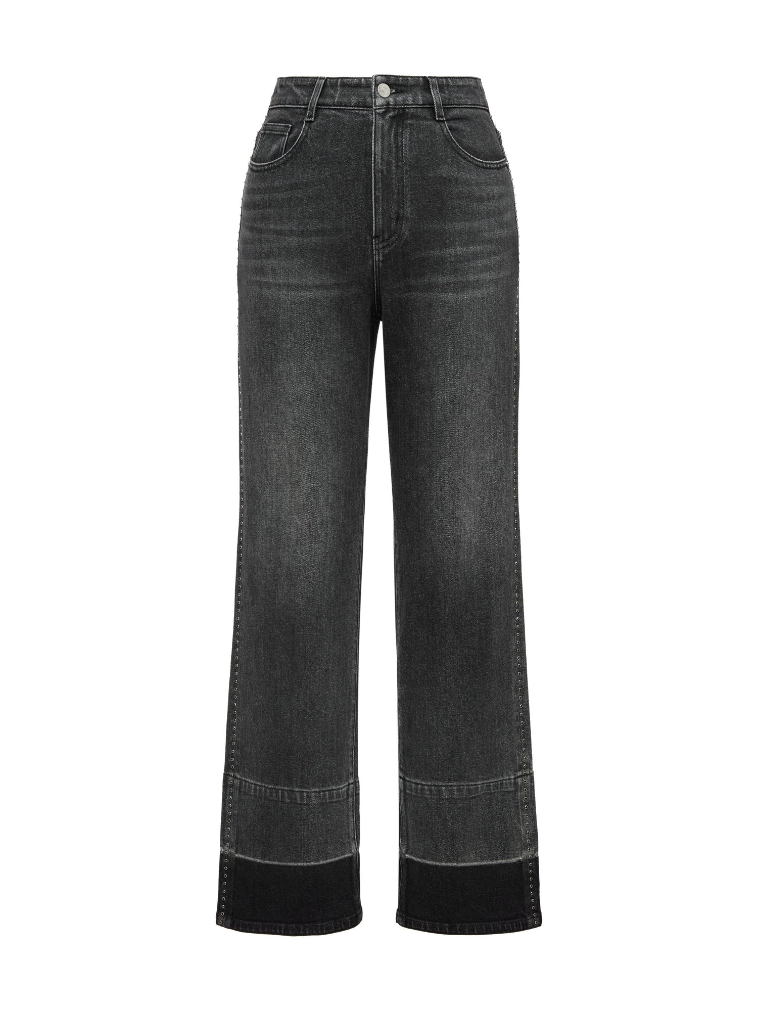 Dark-Wash Straight Leg Pants | Black