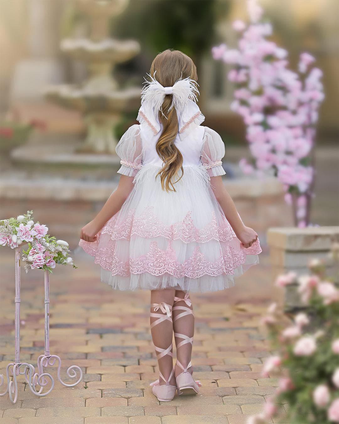 Baby Girls | Laila Embroidered Feather Dress | White
