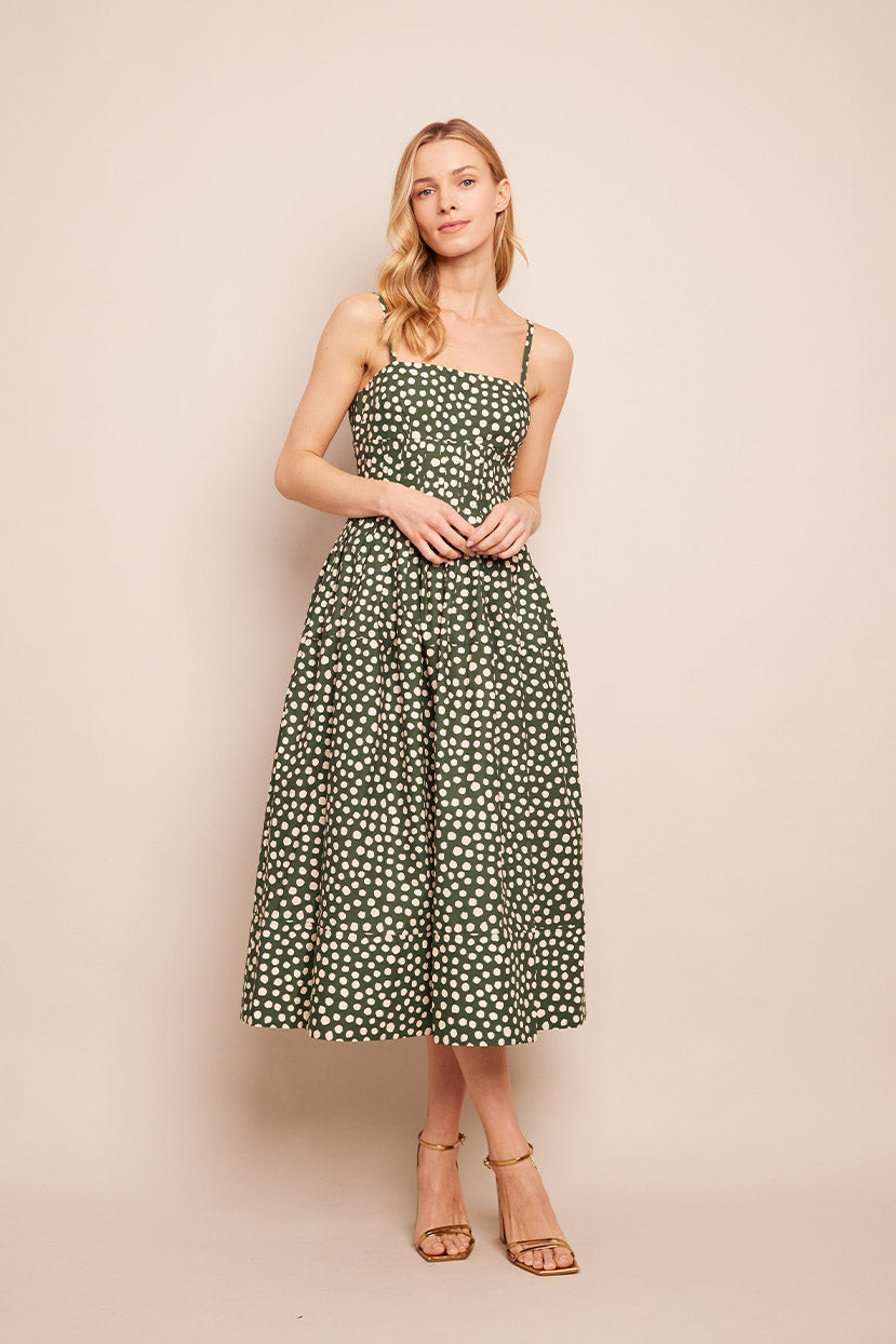 Sea Island Dress | Abstract Dot Green Turtledove