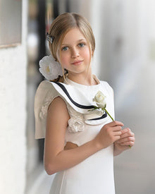 Baby Girls | Alex Ruffle Dress with Contrast Line | White & Black