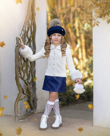 Baby Girls | Vegan Leather Skirt | Navy
