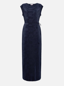 Pleated Slimming Dress | Navy