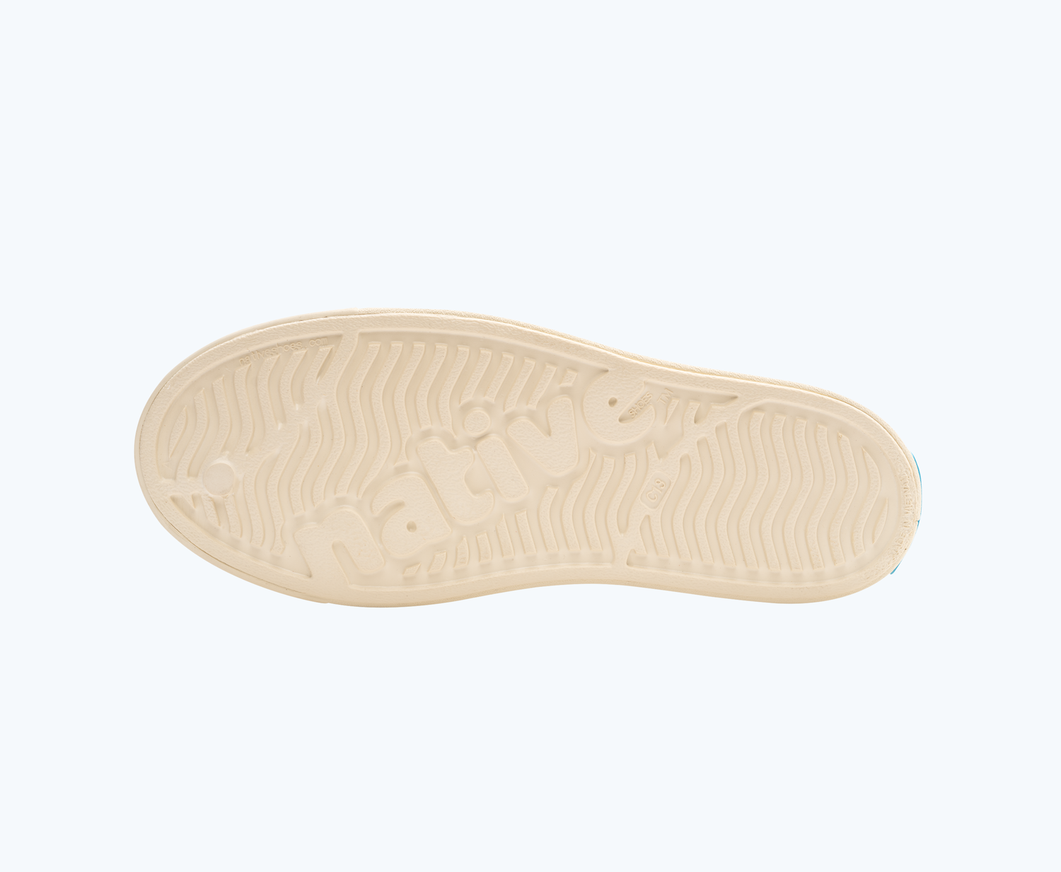 Bottom view of a Native Shoes Kids Jefferson Clog Print Kids | Bone White/ Bone White/ Wheat Tropic Footwear