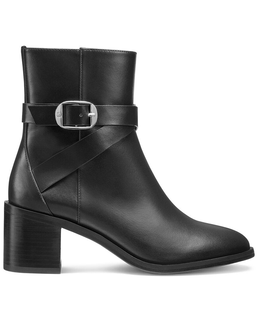 Stuart Weitzman | Womens | Esme Belted Zip Leather Bootie | Black