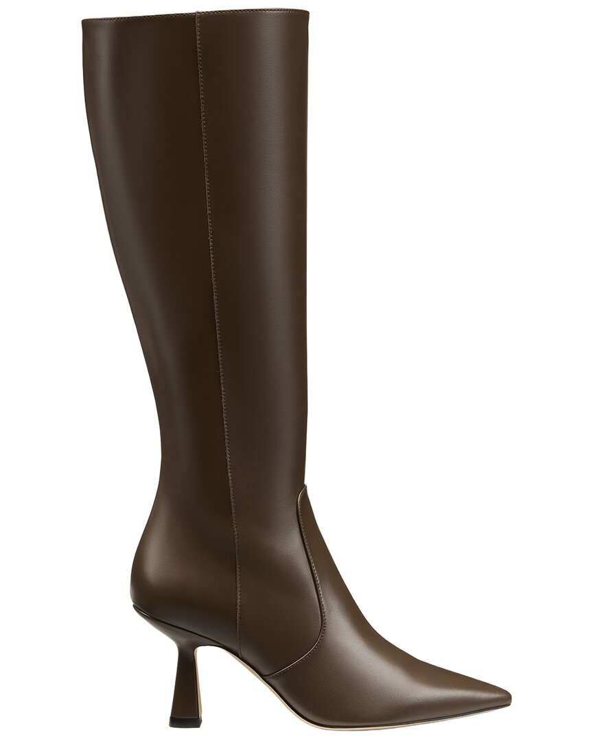 Stuart Weitzman | Womens | Stuart Supersculpt Zip Leather Boot 75 | Brown