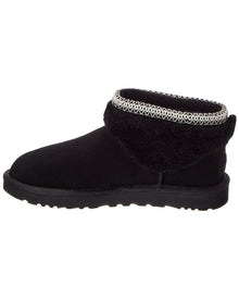 UGG | Womens | W Classic Ultra Mini Maxi Curly Suede & Sherpa Bootie | Black