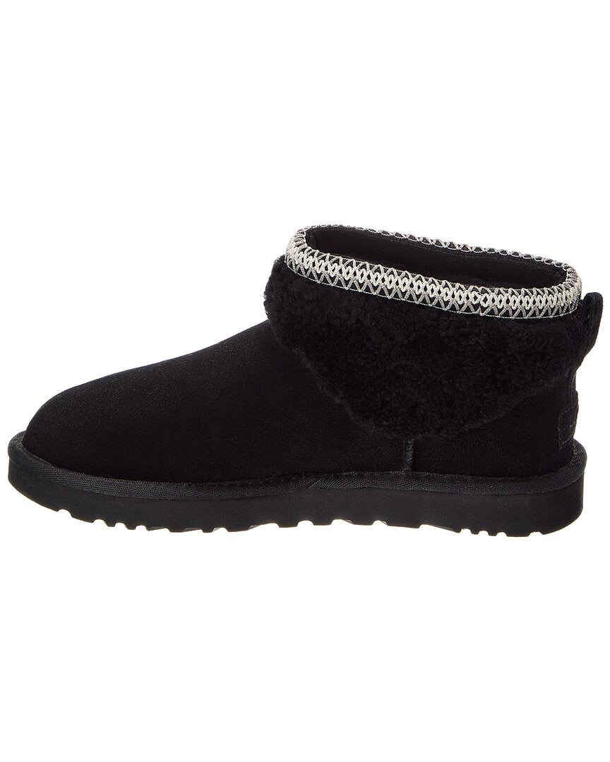 UGG | Womens | W Classic Ultra Mini Maxi Curly Suede & Sherpa Bootie | Black
