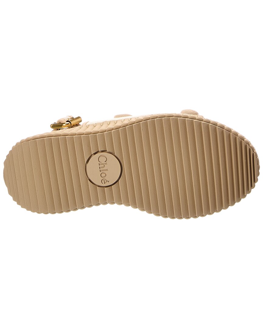 Chloe | Womens | Nama Canvas & Suede Wedge Sandal | White