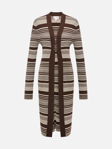 Knitted Long Cardigan Jacket | Brown