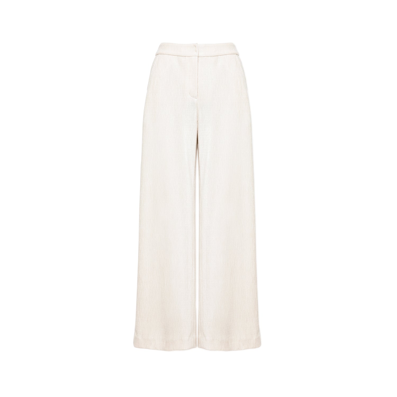 Velvet Pleated Straight Pants | White