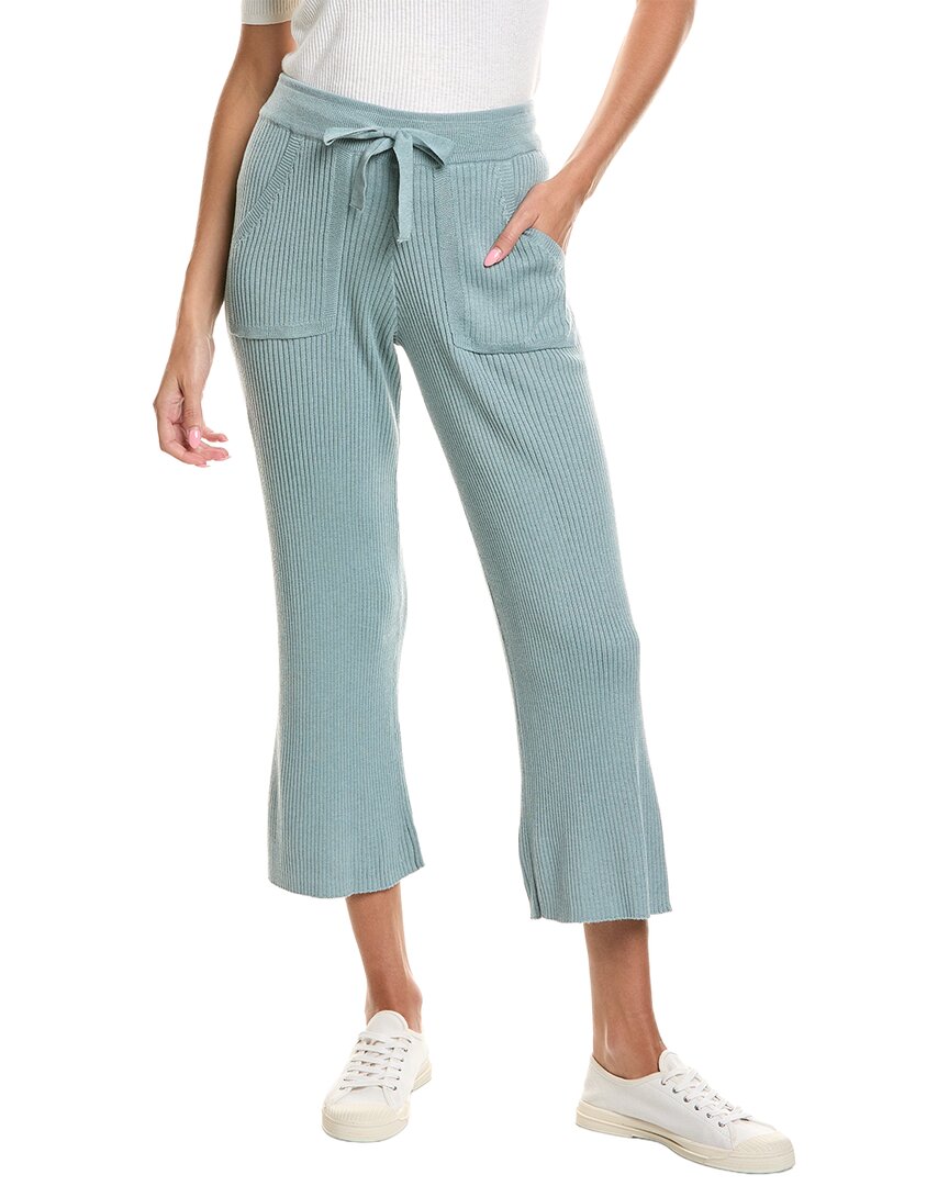 Splendid | Womens | Rib Knit Wide Leg Crop Pant | Blue