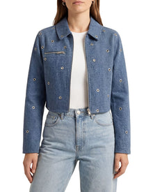 Avec Les Filles | Womens | Crop Zip Front Jacket | Blue