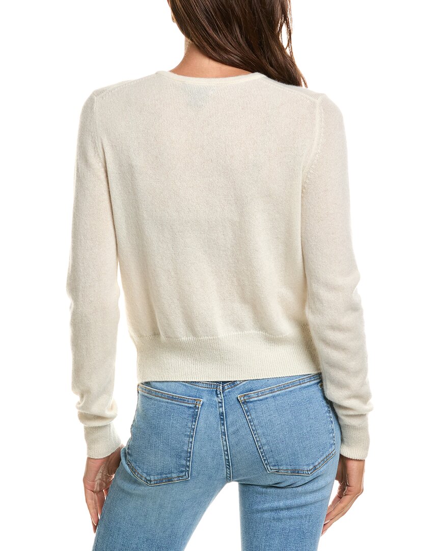 Forte Cashmere | Womens | Basic Cropped Button 100% Cashmere Cardigan | White
