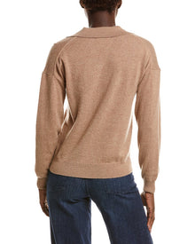 NAADAM | Womens | 100% Cashmere V-Neck Polo Sweater | Brown