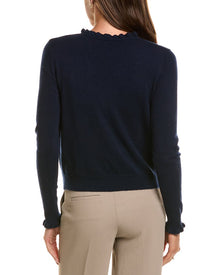 sofiacashmere | Womens | Sofia Cashmere Ruffle Cashmere-Blend Cardigan | Navy