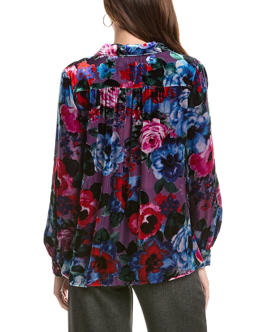 Johnny Was | Womens | Velma Button-Down Silk-Blend Shirt | Blue