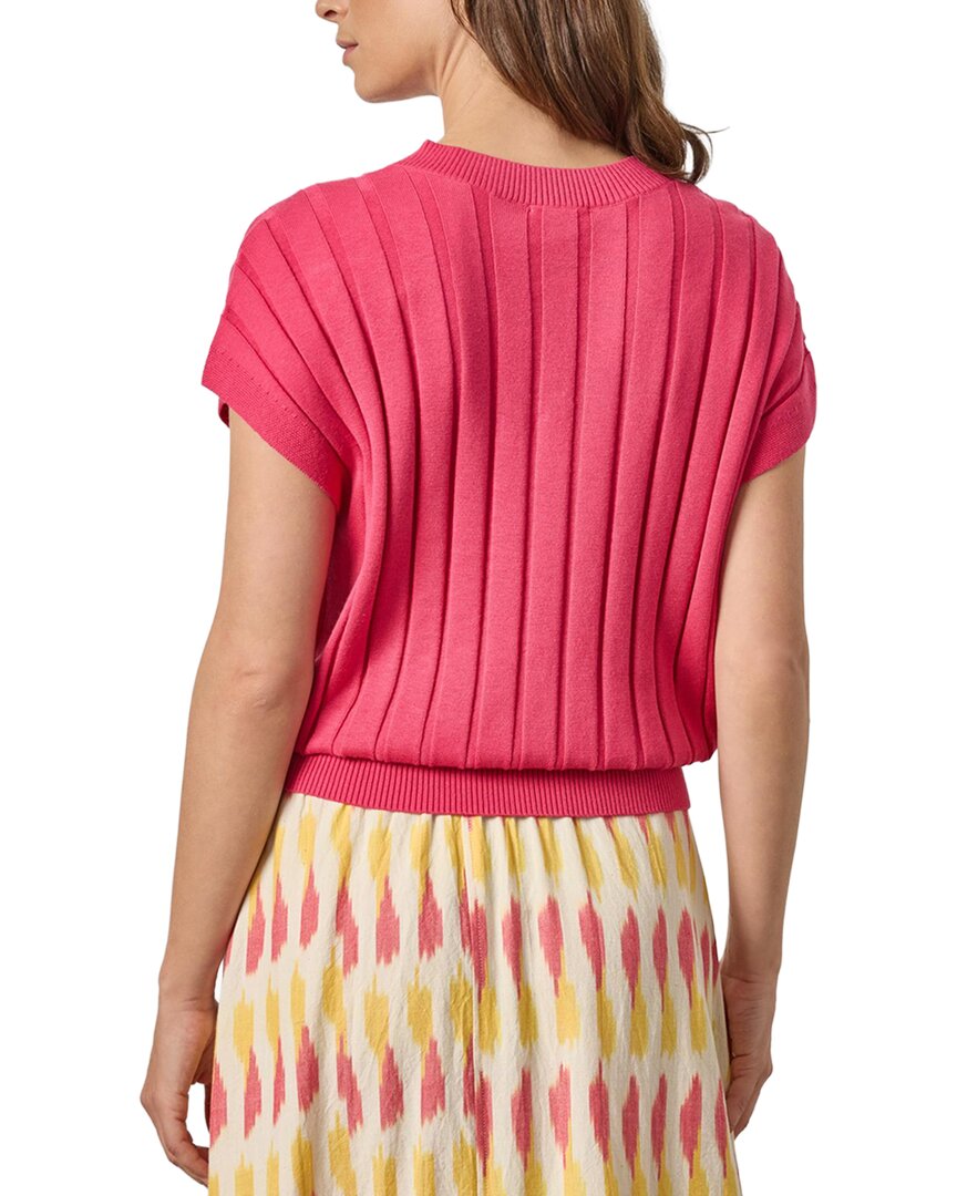 Lilla P | Womens | Wide Rib Wedge V-Neck Sweater | Pink
