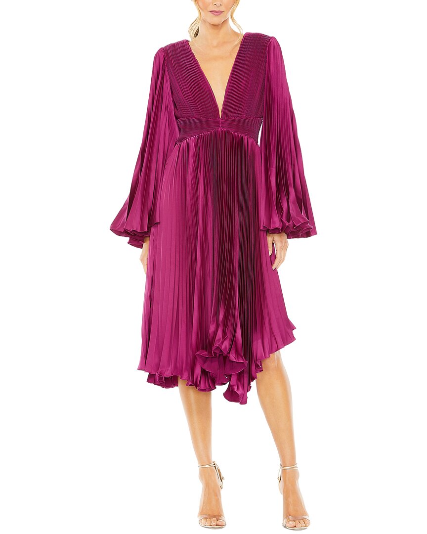 Mac Duggal | Womens | Long Flare Sleeve Pleated Dress | Purple