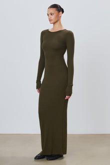 LONG SLEEVE CREWNECK MAXI DRESS - ETERNE