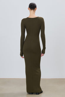 LONG SLEEVE CREWNECK MAXI DRESS - ETERNE