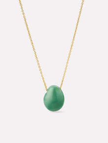 Pebble Pendant Necklace | 14K Gold on Brass | Green Aventurine
