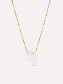 Mini Pebble Necklace | 14K Gold on Brass | Clear Quartz