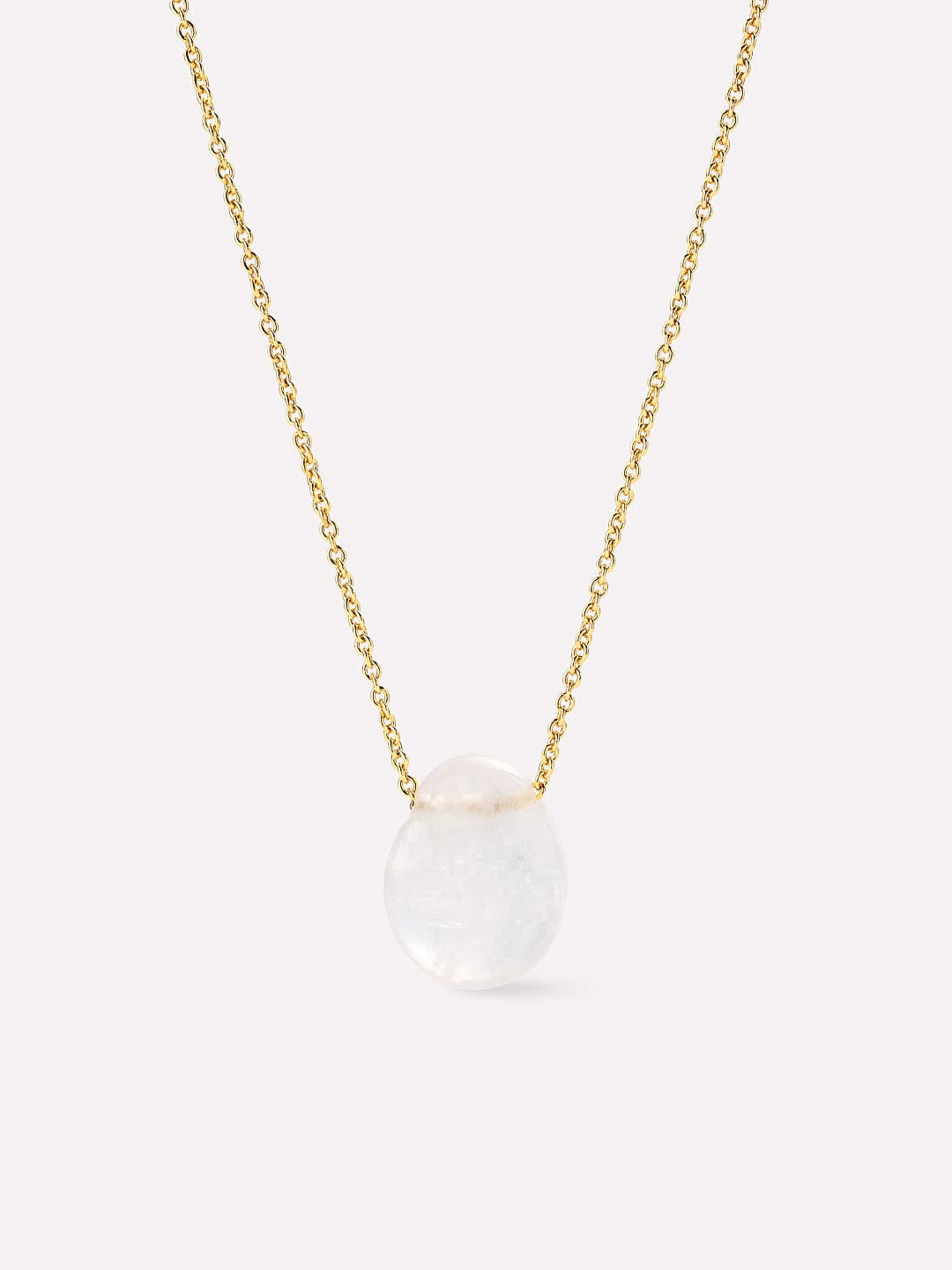Mini Pebble Necklace | 14K Gold on Brass | Clear Quartz