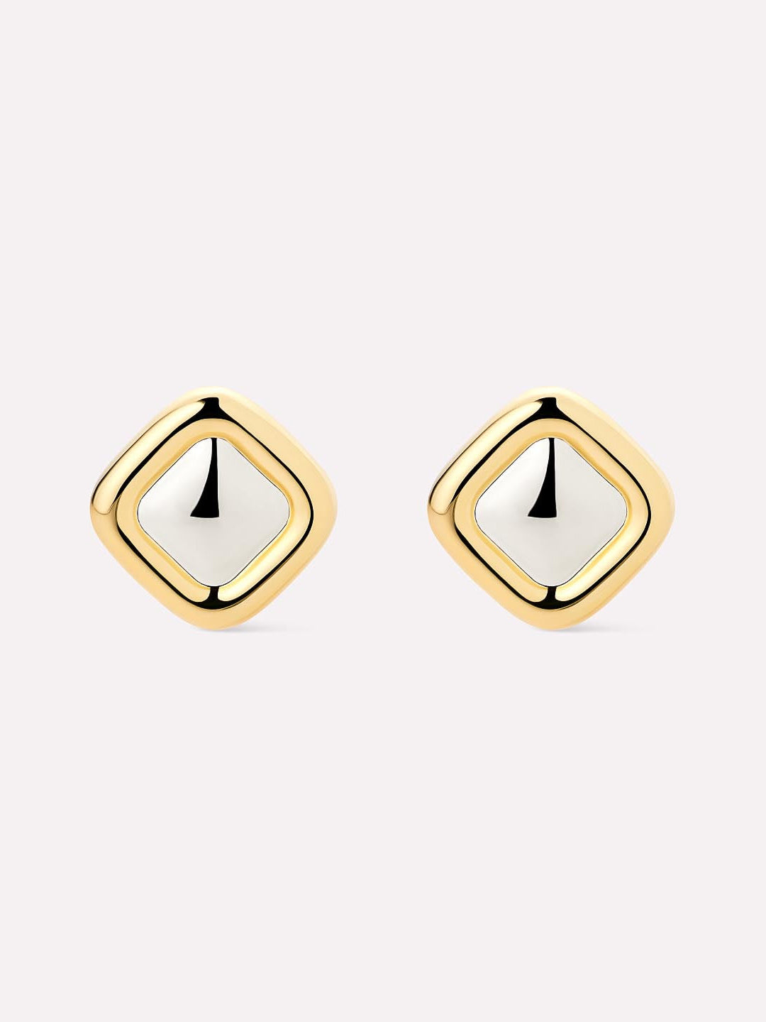 Clara Two Tone Stud Earrings | 14K Gold on Brass/Rhodium on Brass