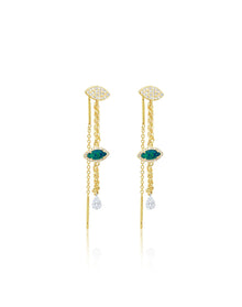 14kt Yellow Gold and Opal Diamond Threader Earrings LAST ONE | 14K Two Tone Gold