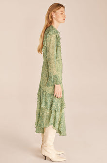 Chiffon Shirtdress | Guipure Forest Green Combo