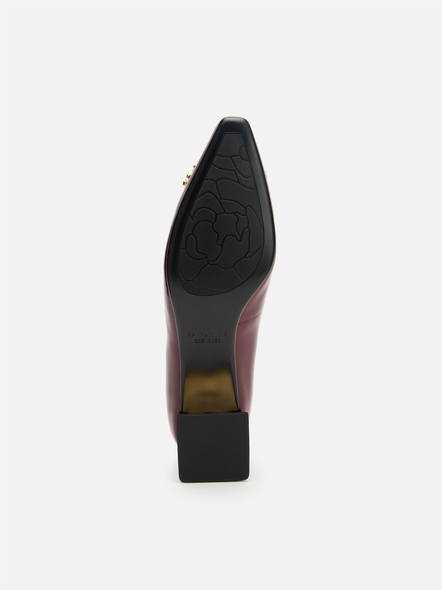 Decorative Buckle Chunky Heel Commuter Flats | Wine Red