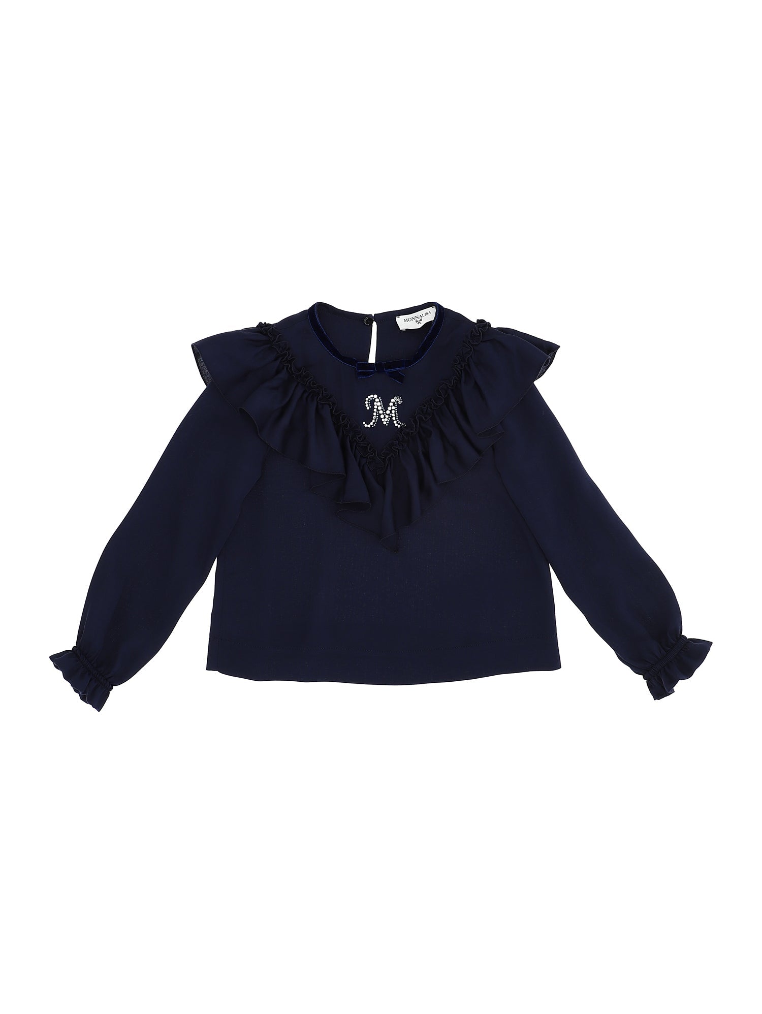 Girls | Viscose Blouse With Rhinestones | Ocean