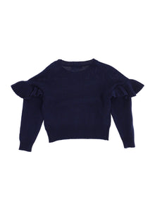 Girls | Heart Inlay Pullover | Blue/Cream
