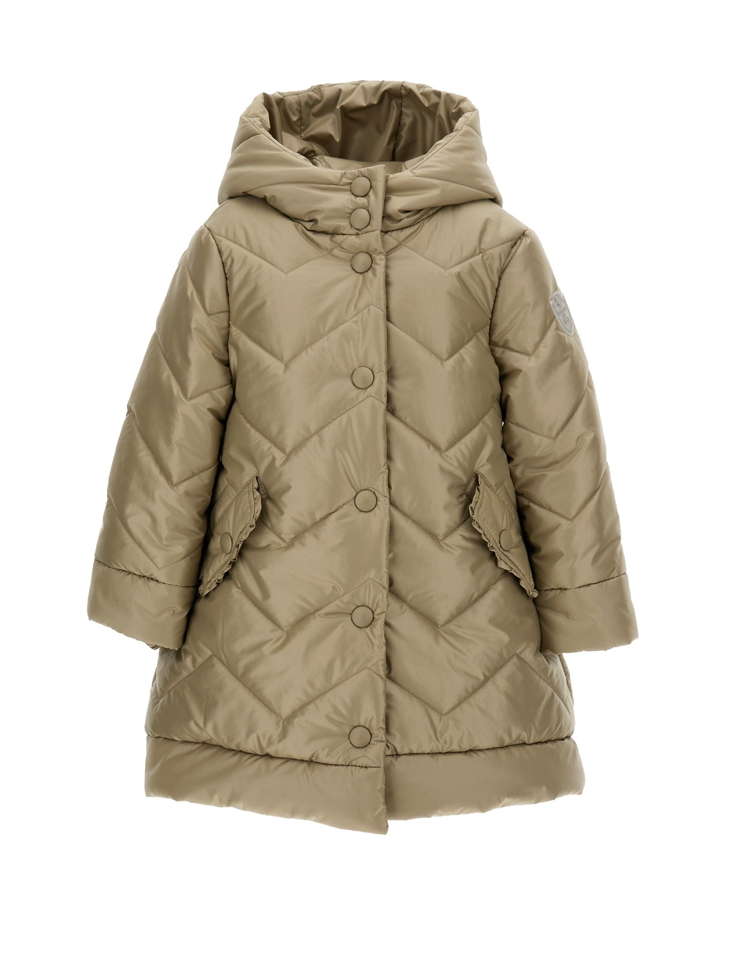 Girls | Quilted Technical Fabric Down Jacket | Taupe